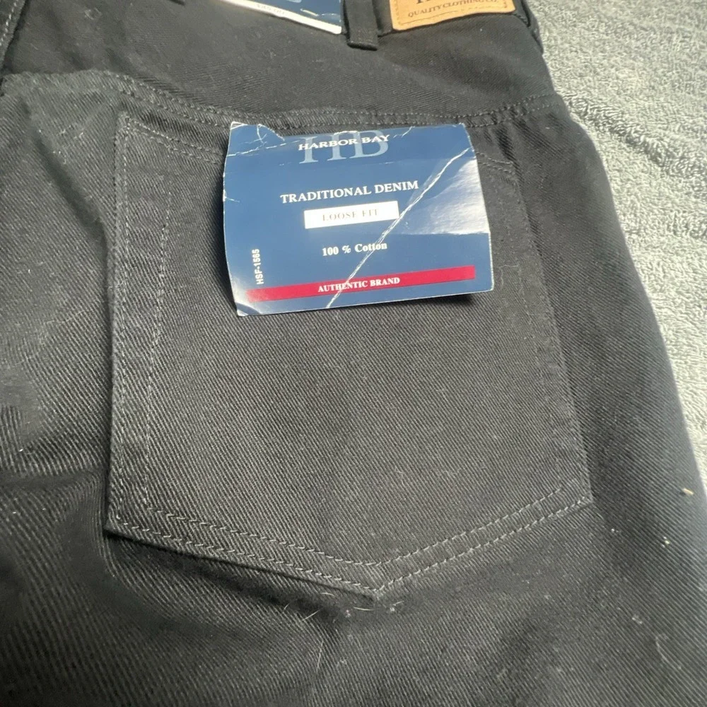 Harbor Bay Jeans Mens‎ 42x36 Black Loose Fit Big & Tall 100% Cotton Baggy Y2K